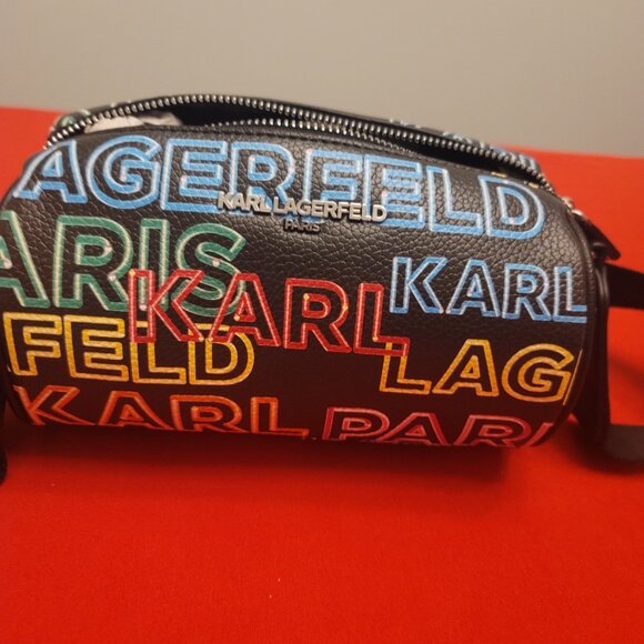 SALE! Karl Lagerfeld Paris Multicolor Logo Crossbody Bag with Earbud Case/ NWOT - Picture 3 of 13
